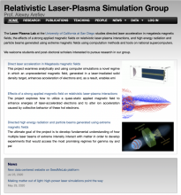 Laser Plasma Group Website Snapshot